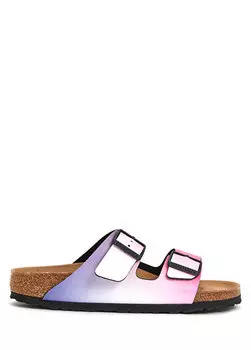 Женские тапочки arizona by earthy vegan фиолетового и серебристого цвета Birkenstock