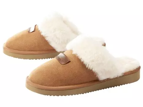 Женские тапочки esmara на уютной подкладке из овчины, коньяк