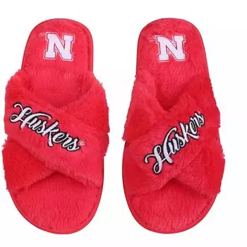 Женские тапочки FOCO Nebraska Huskers с перекрестными шлепанцами и надписью
