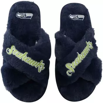 Женские тапочки FOCO Seattle Seahawks с перекрестными шлепанцами с надписью