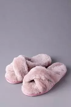Женские тапочки Lakeland из овчины с пяткой на пятке и перекрестными ремешками Lakeland Leather, розовый