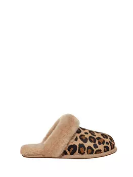 Женские тапочки с принтом animlier и подкладкой из овчины. Ugg