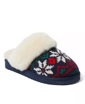 Женские тапочки Sydney Holiday Fair Isle из натуральной овчины Dearfoams, синий