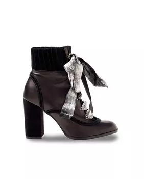 Женские темно-коричневые кожаные ботильоны на каблуке с бантом Mad Pumps, темно коричневый