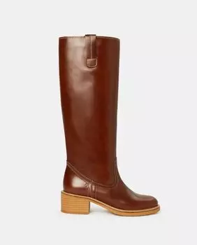 Женские темно-коричневые высокие ботинки на плоской подошве с круглым носком Luis Gonzalo, темно коричневый