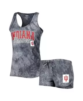 Женские темно-серые чулки Indiana Hoosiers Billboard Tie-Dye, майка и шорты, комплект для сна Concepts Sport