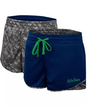 Женские темно-серые двусторонние шорты Notre Dame Fighting Irish Fun Stuff Colosseum
