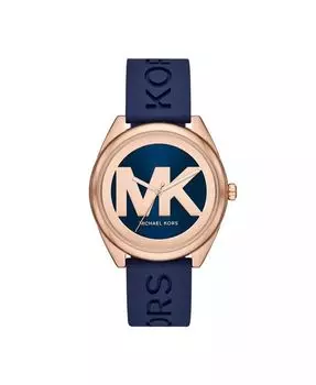 Женские темно-синие силиконовые часы Janelle с тремя стрелками, 42 мм MK7140 Michael Kors, синий