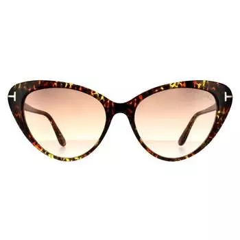 Женские темные солнцезащитные очки «кошачий глаз» с градиентом гаванского цвета Tom Ford, коричневый