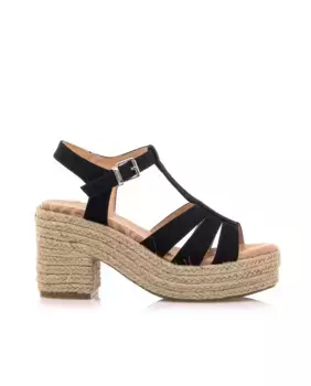 Женские текстильные босоножки на платформе и блочном каблуке Mustang, черный