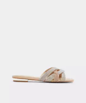 Женские текстильные босоножки на плоской подошве с квадратным носком Aldo, золотой