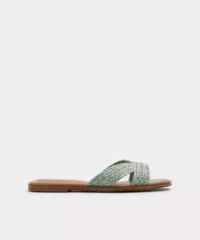 Женские текстильные босоножки на плоской подошве с круглым носком Aldo, зеленый