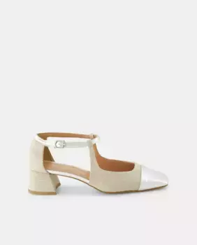 Женские текстильные туфли-лодочки с блочным каблуком - Comfort Line Latouche, белый