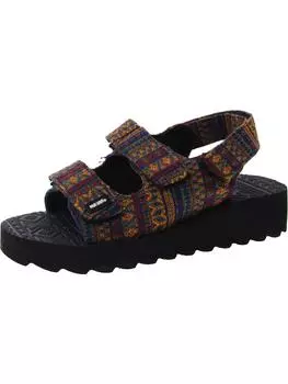 Женские текстурированные босоножки Wave Curl на танкетке с открытой пяткой Muk Luks, цвет green multi