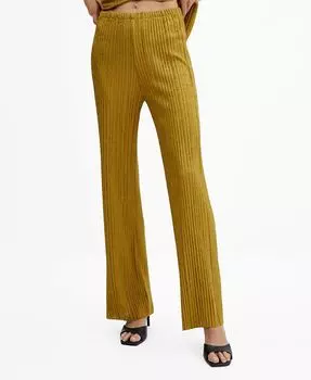Женские текстурные брюки с высокой талией MANGO, зеленый
