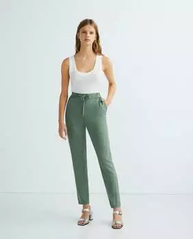 Женские тканевые брюки с эластичной резинкой на талии Vero Moda, зеленый