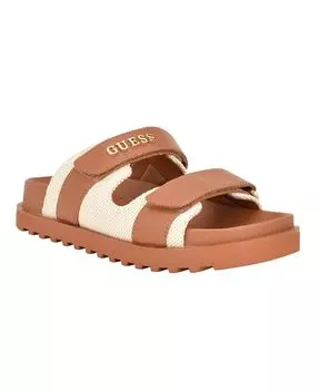 Женские тканевые сандалии Fabulon с двумя ремешками GUESS, коричневый