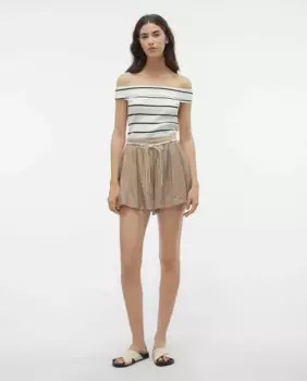 Женские тканевые шорты с поясом Vero Moda, цвет Caramelo