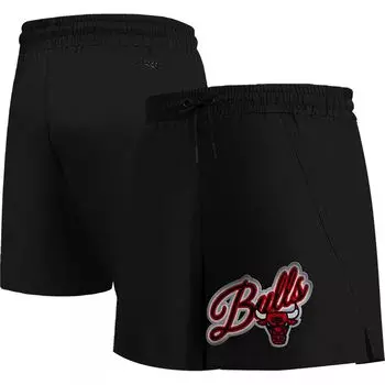 Женские тканые шорты Pro Standard черного цвета с надписью Chicago Bulls