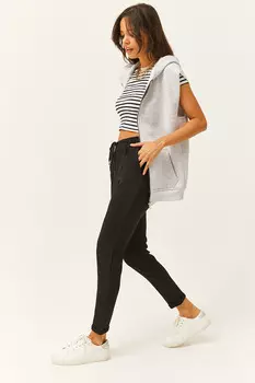 Женские толстые стальные брюки из лайкры с черной талией и шнуровкой на талии Olalook, черный