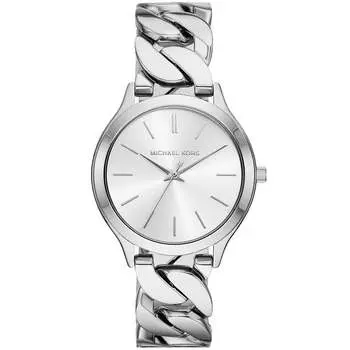 Женские тонкие часы Michael Kors Runway с белым циферблатом