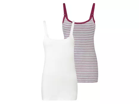 Женские топы для кормления esmara, 2 шт., из натурального хлопка, полосы серые/бордовые