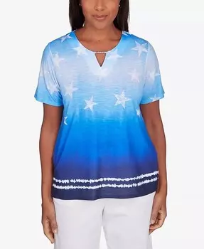 Женские топы с короткими рукавами All American Tie Dye Stars Alfred Dunner, мультиколор