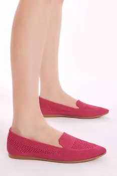 Женские трикотажные балетки удобного кроя цвета фуксии на плоской подошве TONNY BLACK, фуксия