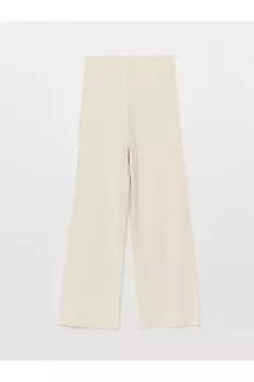 Женские трикотажные брюки Palazzo приталенного кроя с эластичной резинкой на талии LC Waikiki, экрю