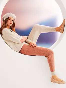 Женские трикотажные брюки с цветными блоками и эластичной резинкой на талии LCW Casual