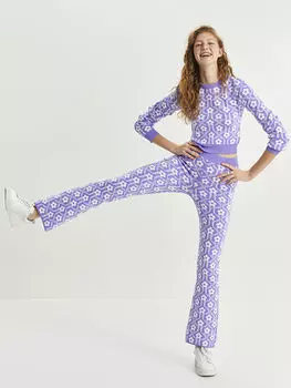 Женские трикотажные брюки с испанскими штанинами и эластичной резинкой на талии Xside