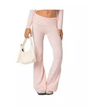 Женские трикотажные брюки со складками Desiree с низкой посадкой Edikted, розовый