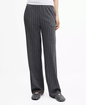Женские трикотажные брюки в тонкую полоску MANGO, серый