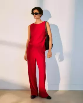 Женские трикотажные и плиссированные брюки Woman El Corte Ingls, красный