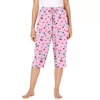 Женские трикотажные капри для сна Dreams & Co. больших размеров, цвет Pink Cherry