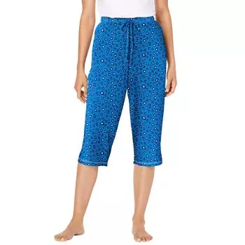 Женские трикотажные капри для сна Dreams & Co. больших размеров, цвет Pool Blue Animal