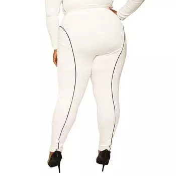 Женские трикотажные леггинсы без шнуровки Sasha больших размеров с высокой посадкой и понте Poetic Justice, черный