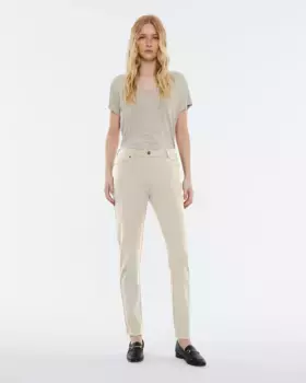 Женские трикотажные узкие брюки с завышенной талией и пятью карманами Andam, бежевый