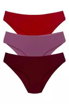 Женские трусики без маркировки с лазерной резкой Interlock, 3 предмета HNX, смешанный