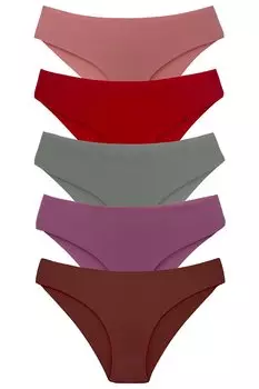 Женские трусики без маркировки с лазерной резкой Interlock, 5 шт. HNX, смешанный ассортимент