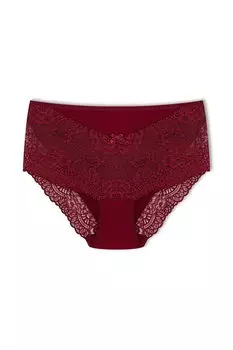 Женские трусики больших размеров с кружевной отделкой спереди и на штанинах HNX, бургундия