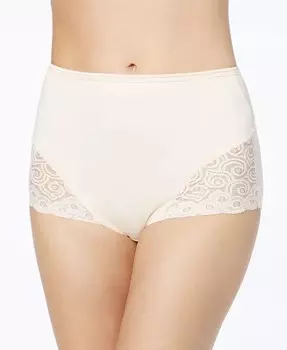 Женские трусики из микрофибры с кружевной отделкой и контролем живота, комплект из 2 шт. X054 Bali, бежевый