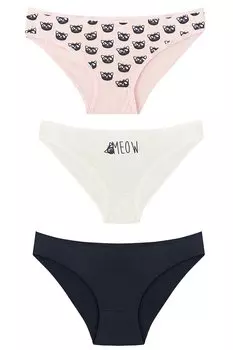 Женские трусики из трех предметов цвета экрю MEOW 208 ECROU