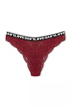 Женские трусики LOVE с эластичной резинкой и высокой талией бразильского кроя и сборками HNX, бургундия