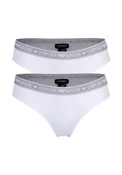 Женские трусы, 2 шт. в упаковке - BI-PACK BRIEF, хлопок стрейч, полоса с культовым логотипом EMPORIO ARMANI