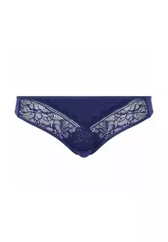 Женские трусы - цветочный узор, цветочное кружево, непрозрачные FEMILET, темно-синий