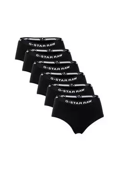 Женские трусы-хипстеры, 6 шт - хипстер, хлопок стрейч, логотип, однотонный G-STAR RAW, черный