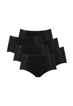 Женские трусы миди, 6 шт. в упаковке, микрофибра 24/7, однотонные sloggi, черный