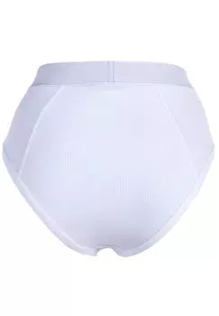 Женские трусы RIB с высоким кроем: высокий пояс с логотипом, трикотаж в рубчик, хлопок стрейч VERSACE