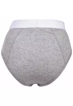 Женские трусы RIB с высоким кроем: высокий пояс с логотипом, трикотаж в рубчик, хлопок стрейч VERSACE, серый